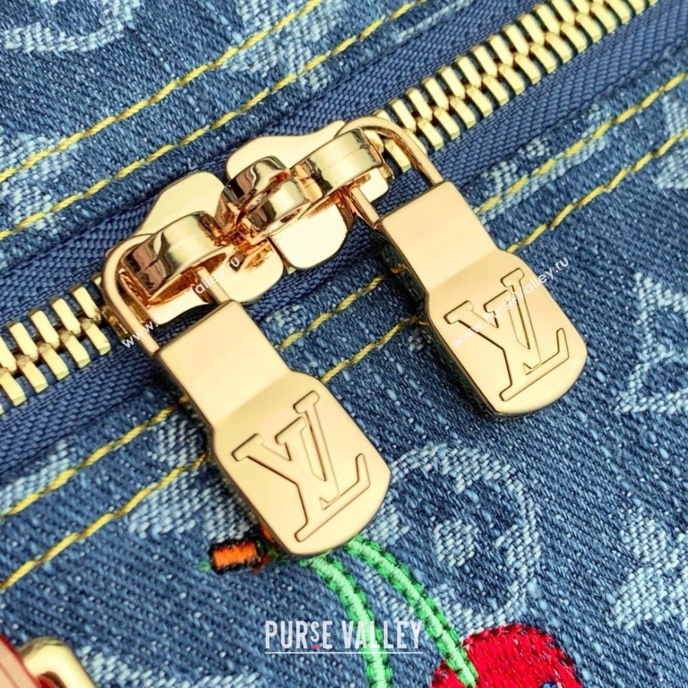 Louis Vuitton LV x TM Keepall Bandouliere 45 Bag in Monogram Cherry Denim Blue 2025 (K-25061608)