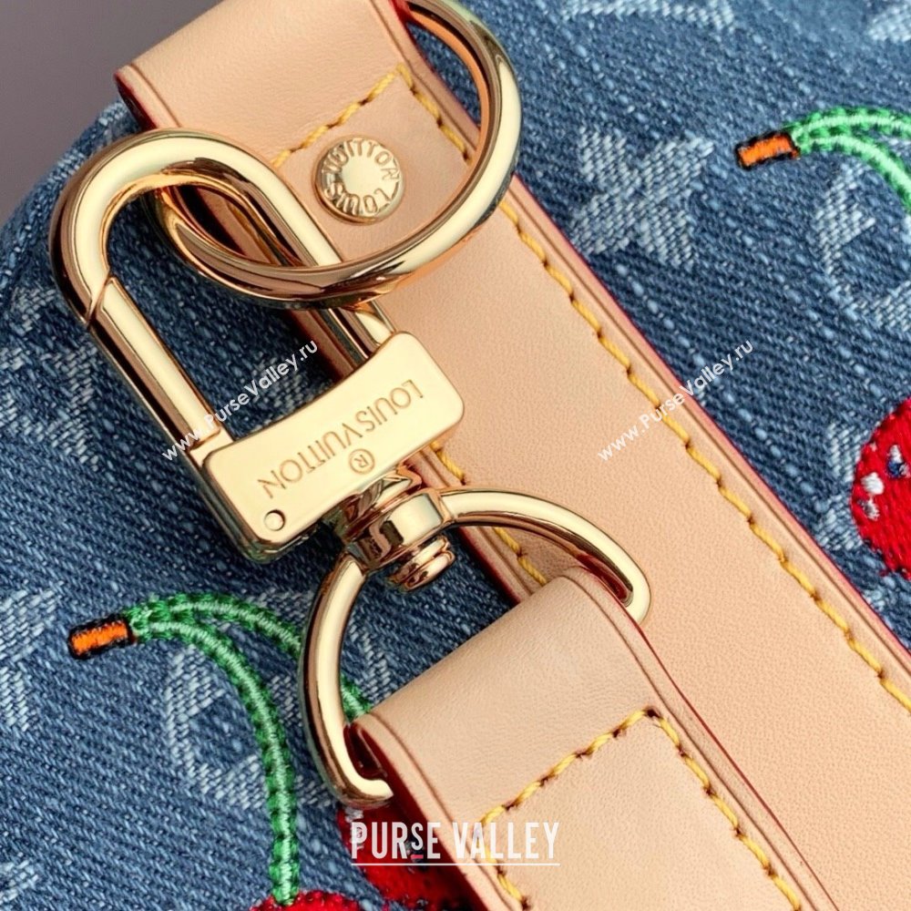Louis Vuitton LV x TM Keepall Bandouliere 45 Bag in Monogram Cherry Denim Blue 2025 (K-25061608)