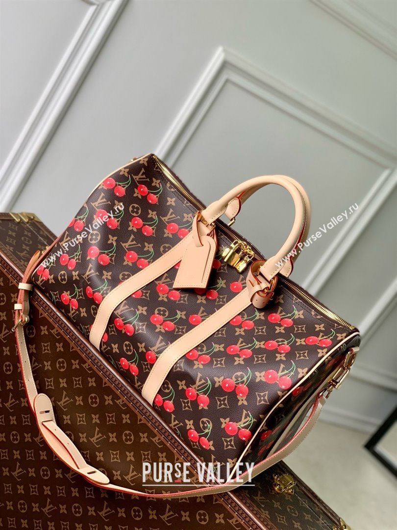 Louis Vuitton LV x TM Keepall Bandouliere 45 Bag in Monogram Cherry Canvas M13764 Brown 2025 (K-25061607)