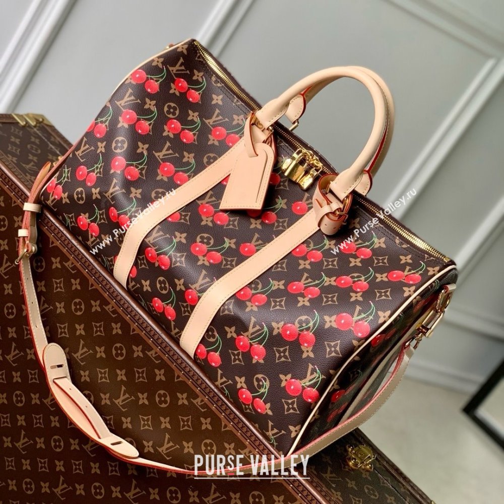 Louis Vuitton LV x TM Keepall Bandouliere 45 Bag in Monogram Cherry Canvas M13764 Brown 2025 (K-25061607)
