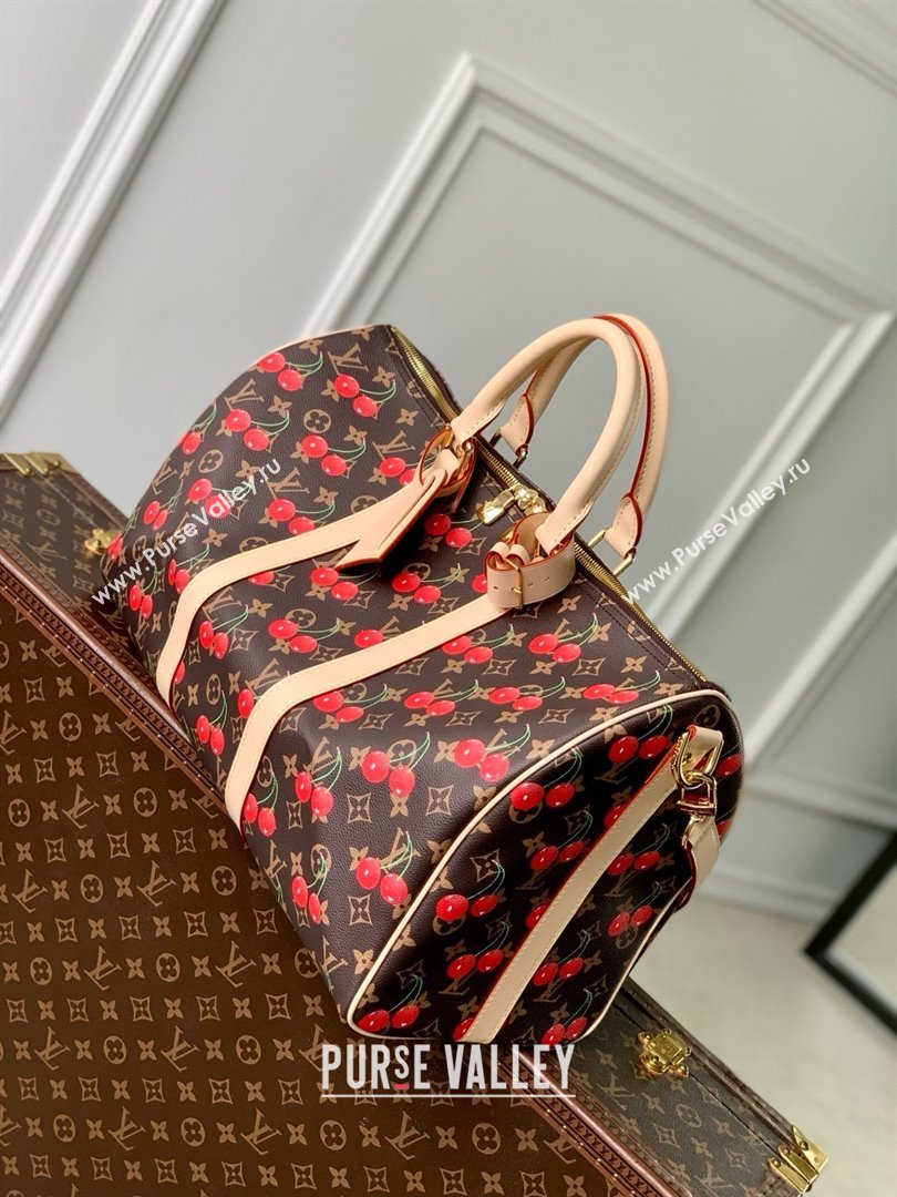 Louis Vuitton LV x TM Keepall Bandouliere 45 Bag in Monogram Cherry Canvas M13764 Brown 2025 (K-25061607)