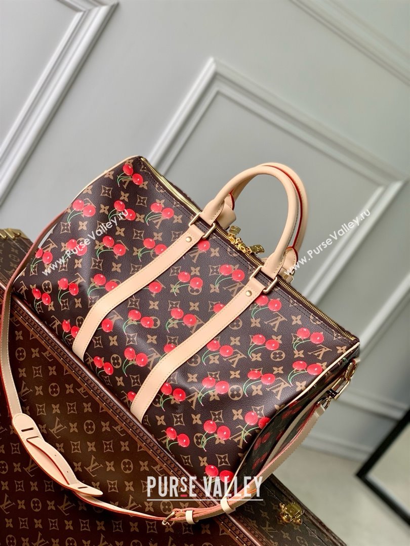 Louis Vuitton LV x TM Keepall Bandouliere 45 Bag in Monogram Cherry Canvas M13764 Brown 2025 (K-25061607)