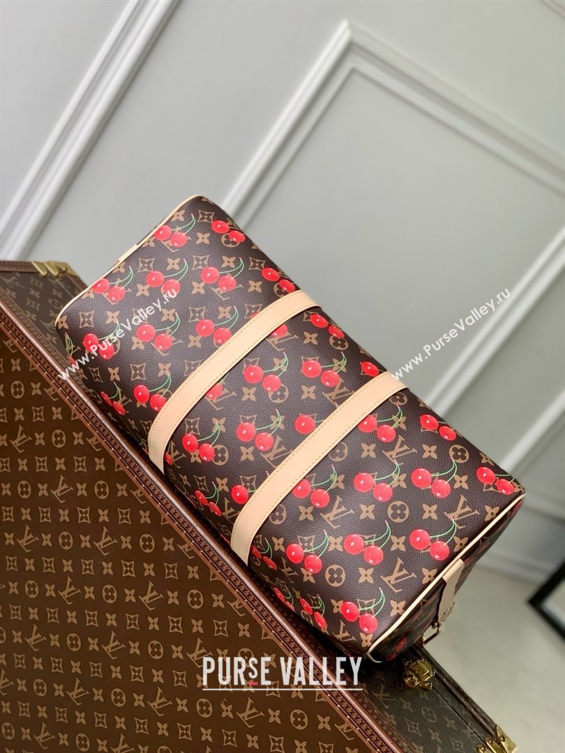 Louis Vuitton LV x TM Keepall Bandouliere 45 Bag in Monogram Cherry Canvas M13764 Brown 2025 (K-25061607)