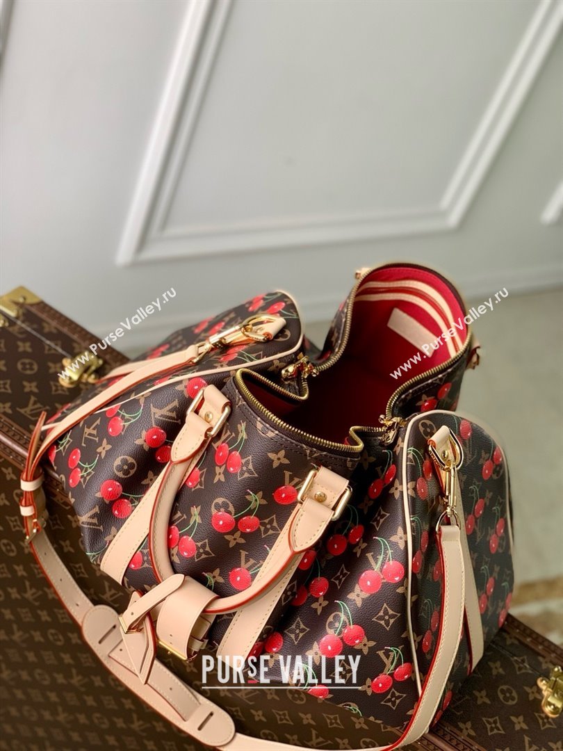 Louis Vuitton LV x TM Keepall Bandouliere 45 Bag in Monogram Cherry Canvas M13764 Brown 2025 (K-25061607)