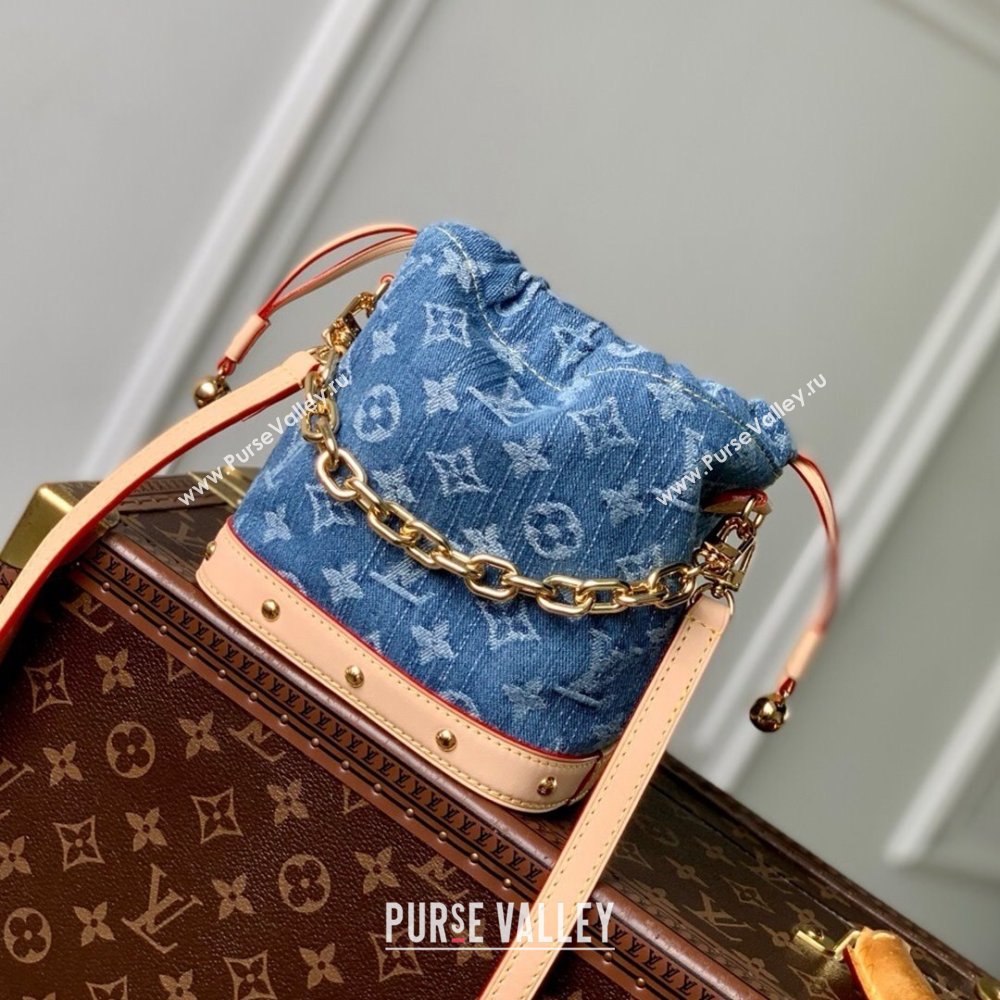 Louis Vuitton Nano Noe Bag in Denim Blue Organic cotton M83043 2025 (K-25061402)