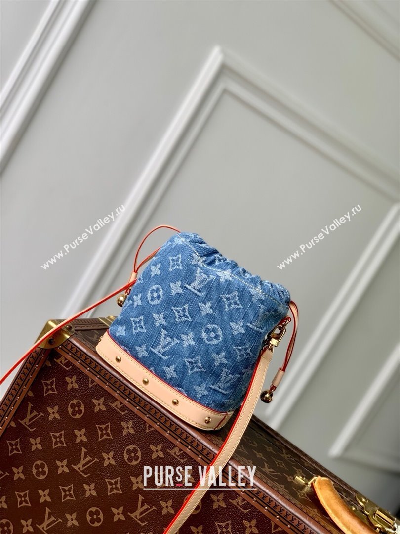 Louis Vuitton Nano Noe Bag in Denim Blue Organic cotton M83043 2025 (K-25061402)