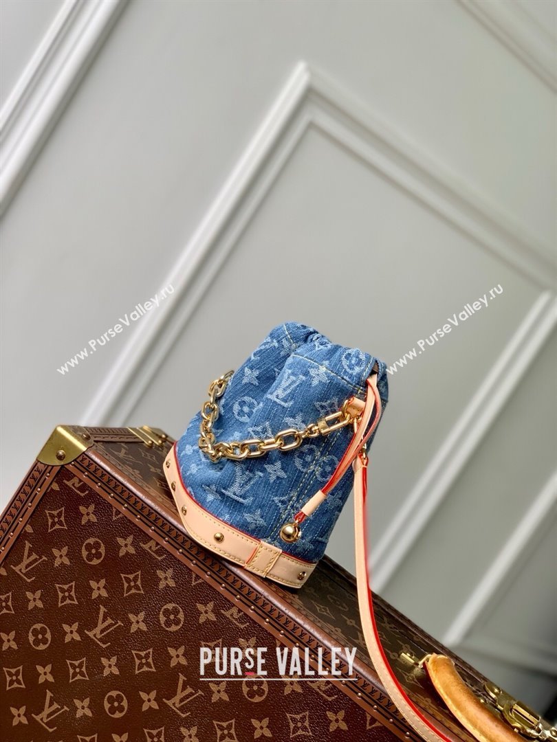 Louis Vuitton Nano Noe Bag in Denim Blue Organic cotton M83043 2025 (K-25061402)