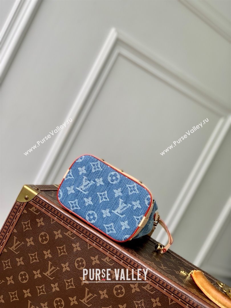Louis Vuitton Nano Noe Bag in Denim Blue Organic cotton M83043 2025 (K-25061402)