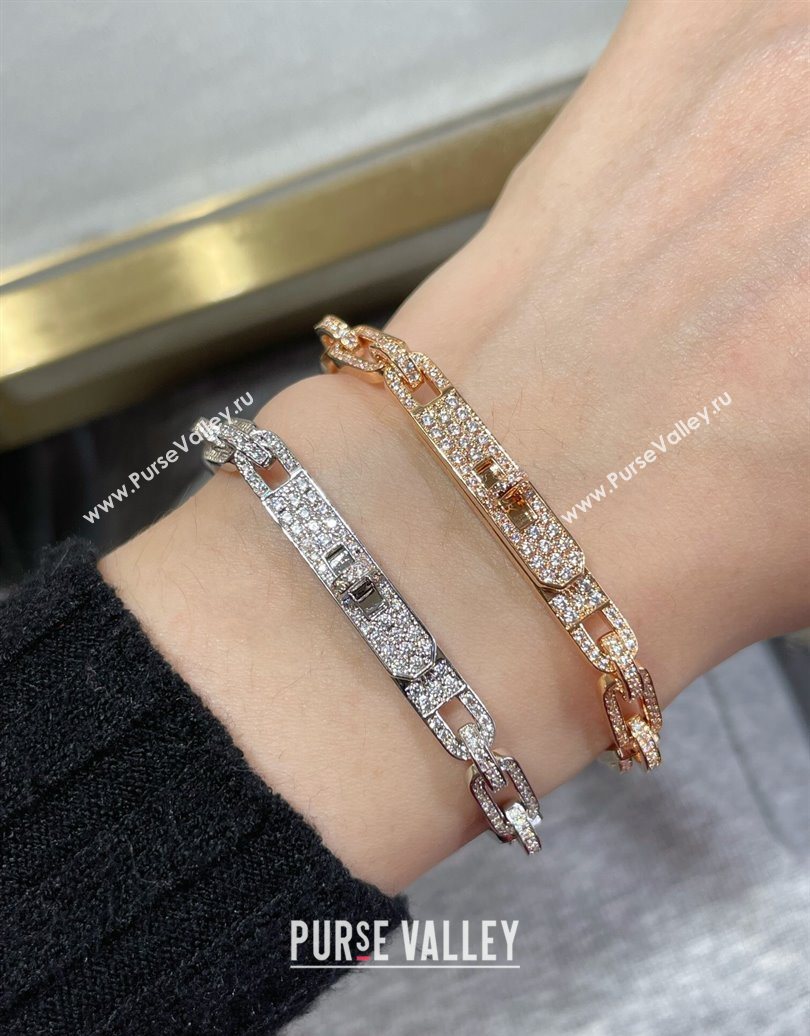 Hermes Chain Kelly Bracelet with Full Strass Silver 2025 0619 (YF-250619025)