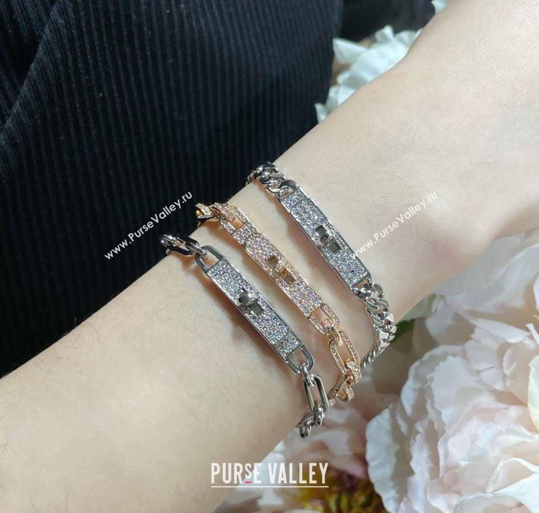 Hermes Chain Kelly Bracelet with Full Strass Gold 2025 0619 (YF-250619024)