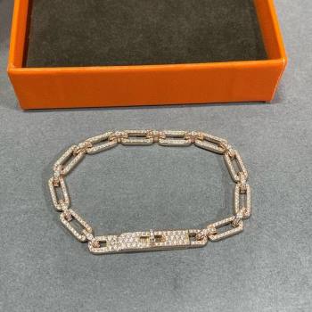 Hermes Chain Kelly Bracelet with Full Strass Gold 2025 0619 (YF-250619024)