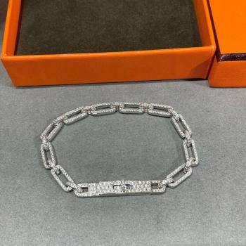 Hermes Chain Kelly Bracelet with Full Strass Silver 2025 0619 (YF-250619025)