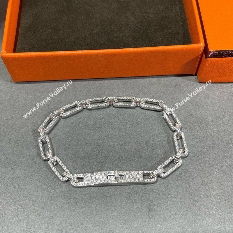 Hermes Chain Kelly Bracelet with Full Strass Silver 2025 0619 (YF-250619025)