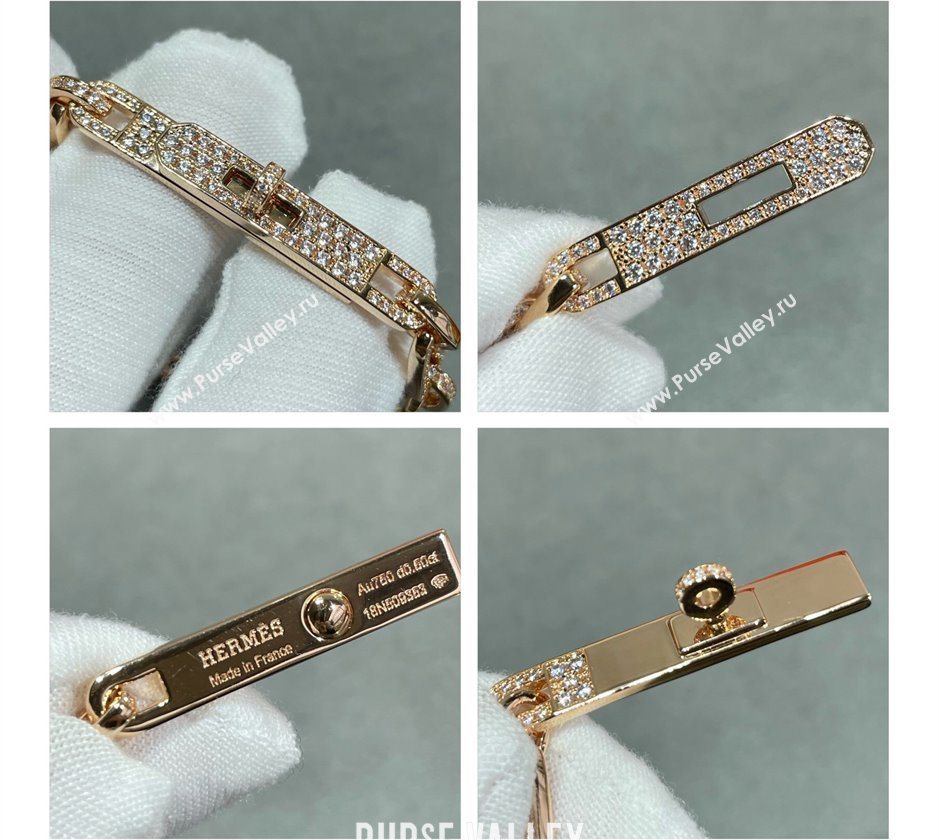 Hermes Chain Kelly Bracelet with Full Strass Gold 2025 0619 (YF-250619024)