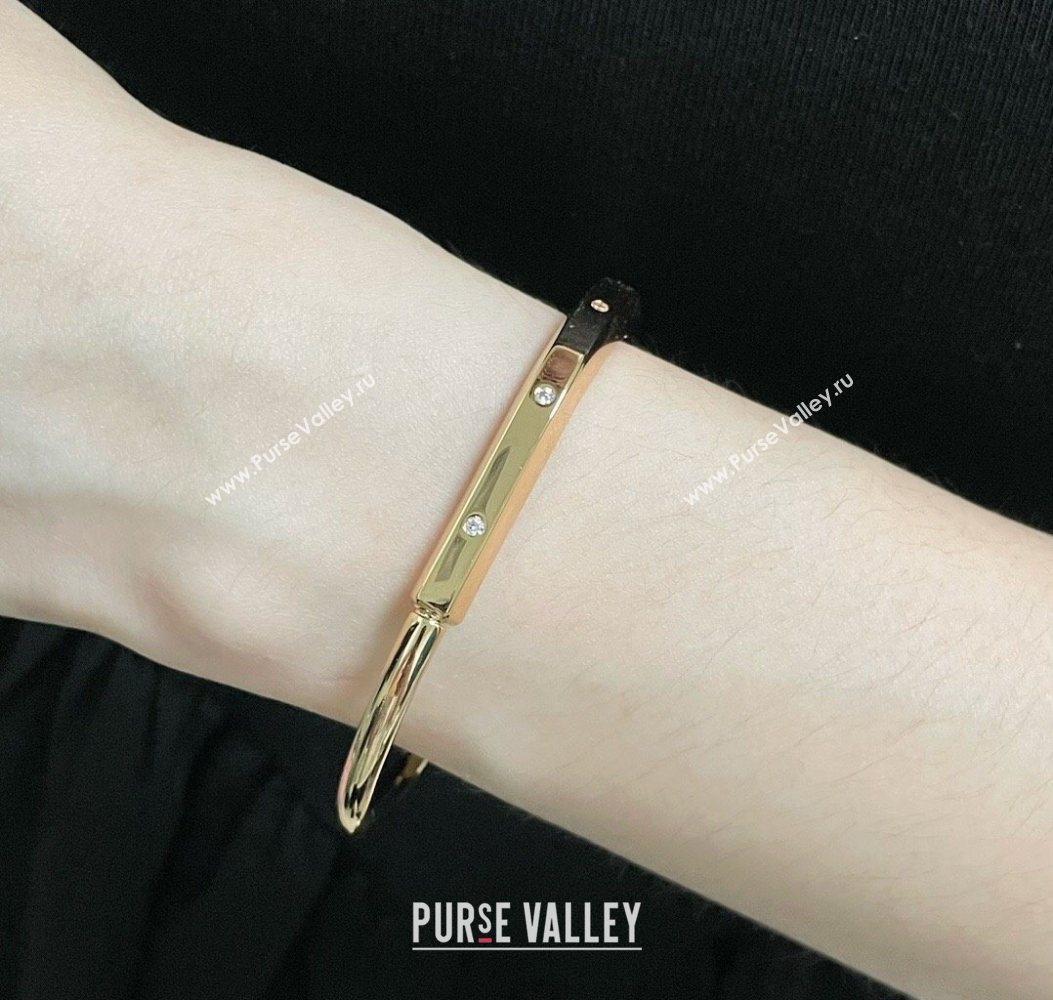 Tiffany Lock Bangle Bracelet with Strass Accents Yellow Gold 2025 0619 (YF-250619038)