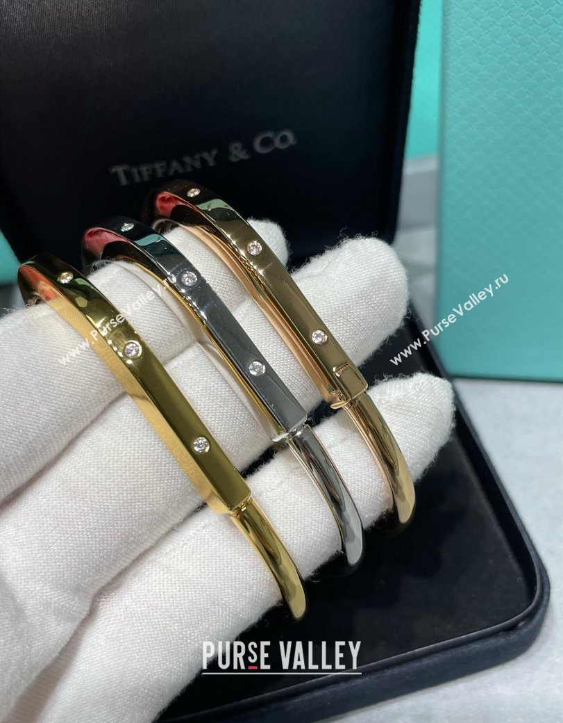 Tiffany Lock Bangle Bracelet with Strass Accents Silver 2025 0619 (YF-250619039)