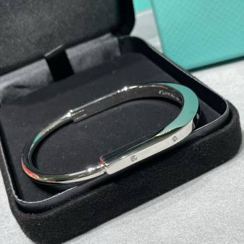 Tiffany Lock Bangle Bracelet with Strass Accents Silver 2025 0619 (YF-250619039)