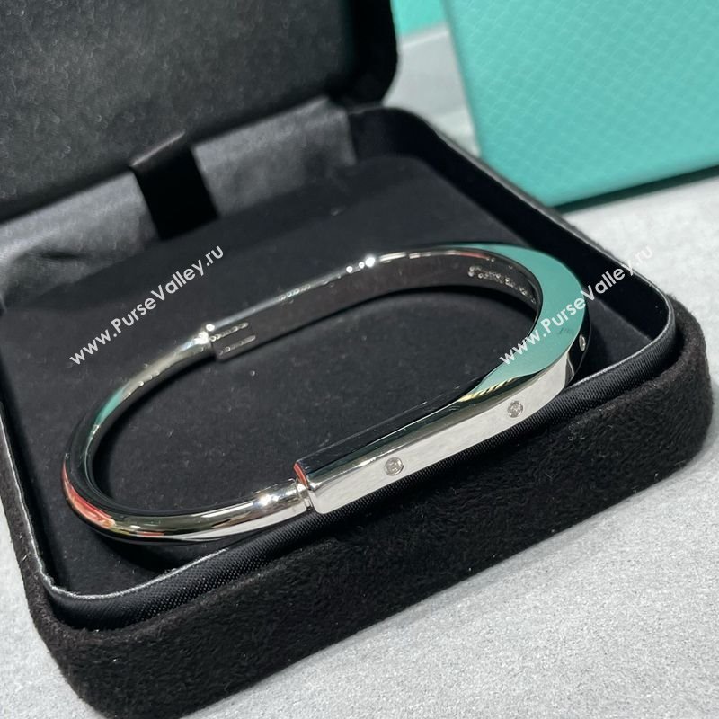 Tiffany Lock Bangle Bracelet with Strass Accents Silver 2025 0619 (YF-250619039)