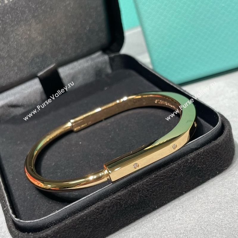 Tiffany Lock Bangle Bracelet with Strass Accents Rose Gold 2025 0619 (YF-250619040)