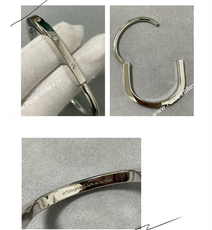 Tiffany Lock Bangle Bracelet with Strass Accents Silver 2025 0619 (YF-250619039)