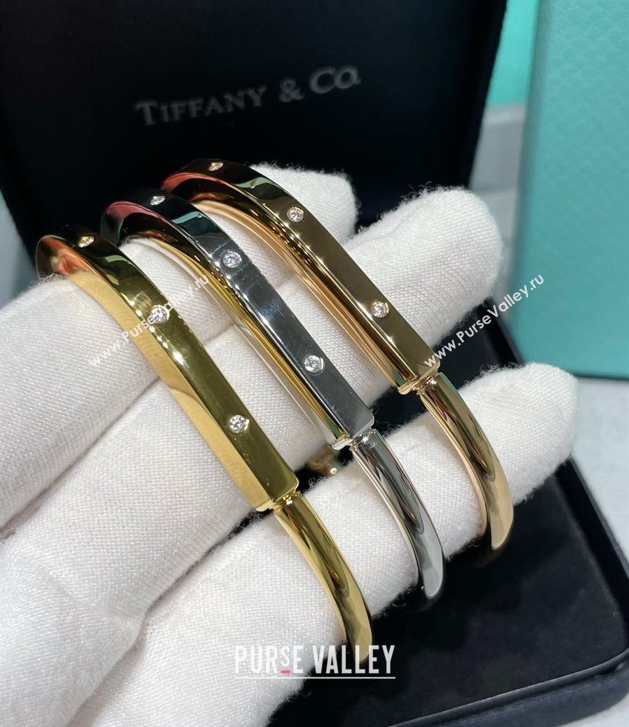 Tiffany Lock Bangle Bracelet with Strass Accents Rose Gold 2025 0619 (YF-250619040)