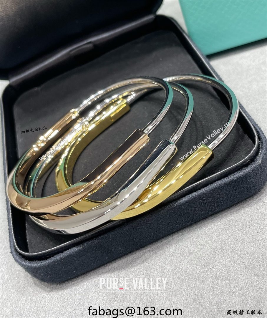 Tiffany Lock Narrow Bangle Bracelet Gold/Silver 2025 0619 (YF-250619041)