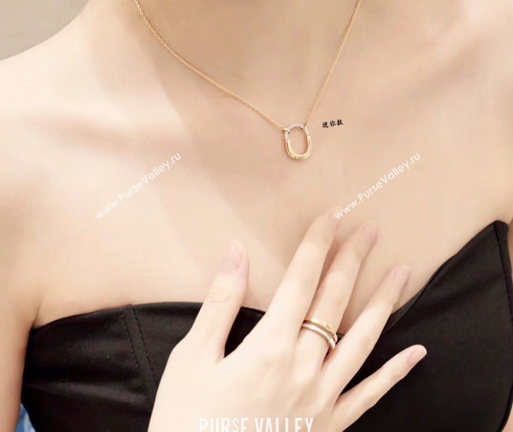 Tiffany Lock Bangle Small Pendant Necklace with Half Strass 2025 0619 (YF-250619044)