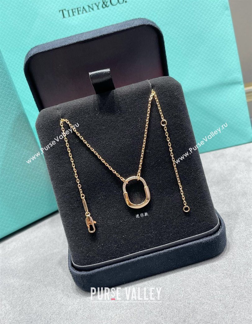 Tiffany Lock Bangle Small Pendant Necklace with Half Strass 2025 0619 (YF-250619044)