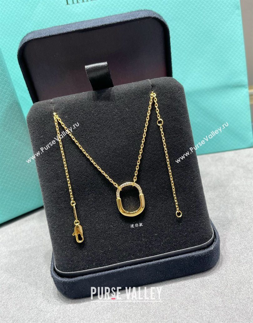 Tiffany Lock Bangle Small Pendant Necklace with Half Strass 2025 0619 (YF-250619044)