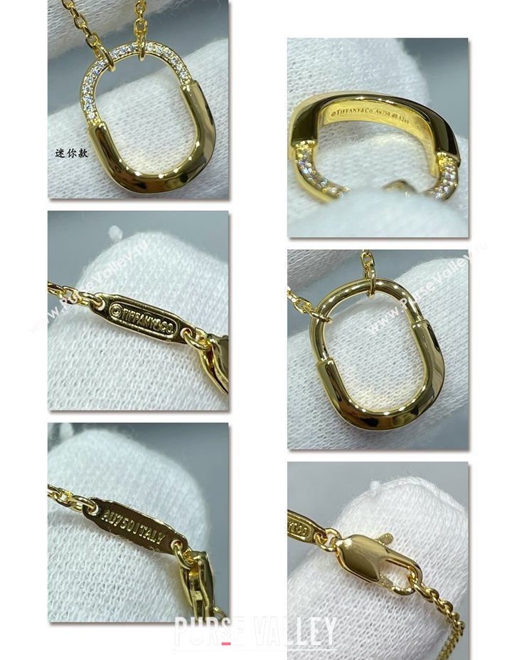 Tiffany Lock Bangle Small Pendant Necklace with Half Strass 2025 0619 (YF-250619044)
