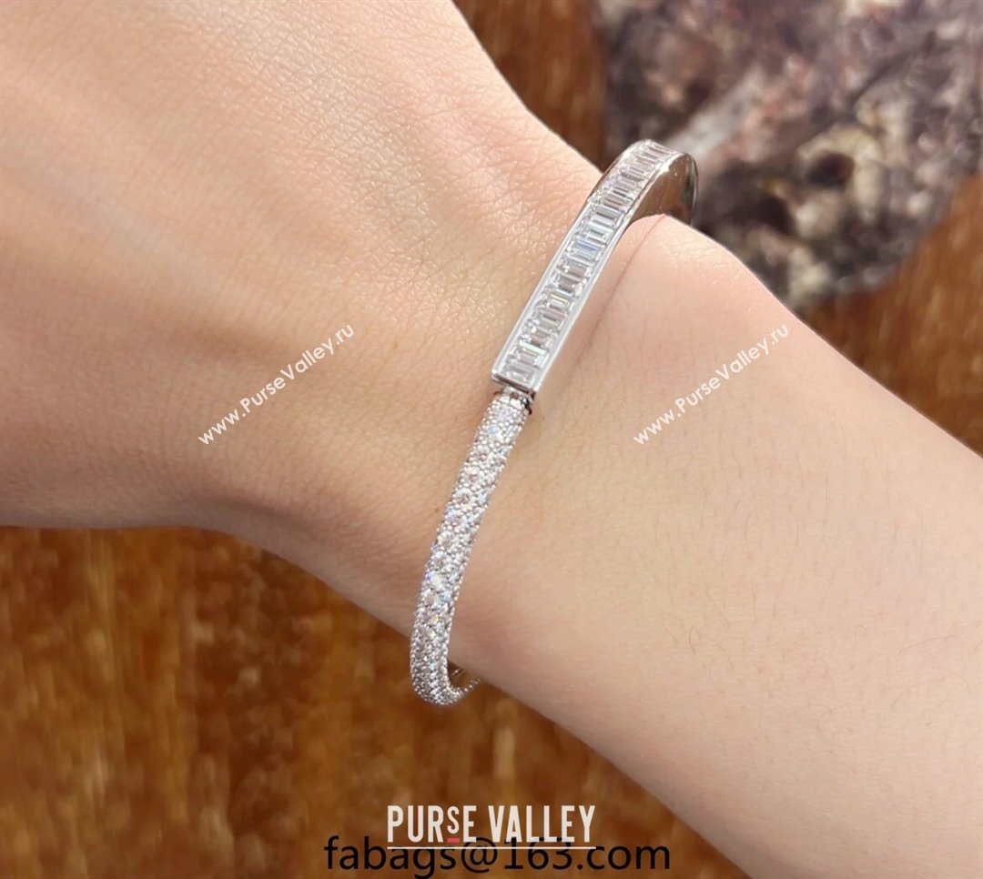 Tiffany Lock Bangle Bracelet with Baguette and Pave Strass 2025 0619 (YF-250619042)