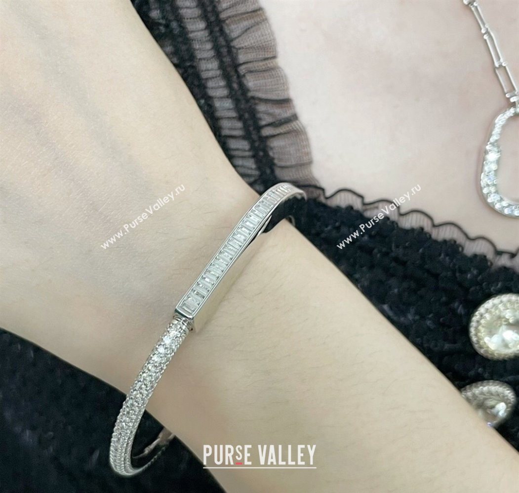 Tiffany Lock Bangle Bracelet with Baguette and Pave Strass 2025 0619 (YF-250619042)