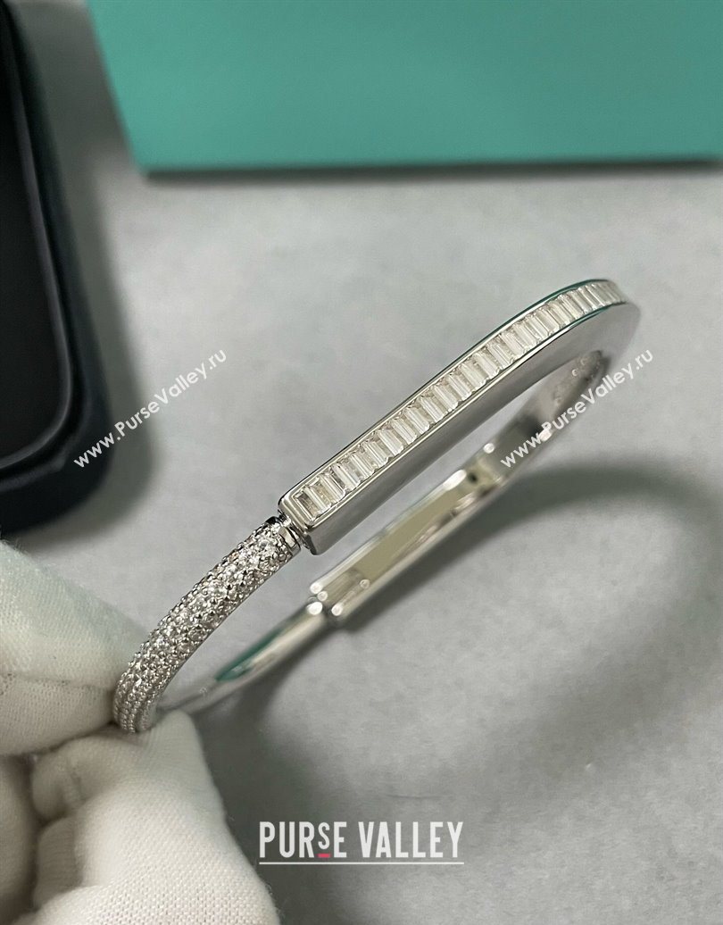 Tiffany Lock Bangle Bracelet with Baguette and Pave Strass 2025 0619 (YF-250619042)