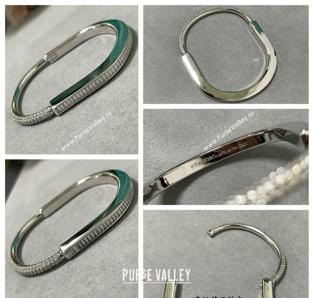 Tiffany Lock Bangle Bracelet with Baguette and Pave Strass 2025 0619 (YF-250619042)