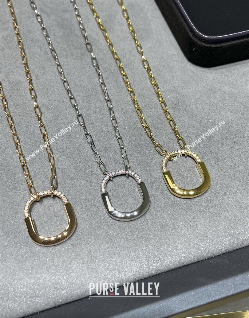 Tiffany Lock Bangle Medium Pendant Necklace with Half Strass 2025 0619 (YF-250619047)