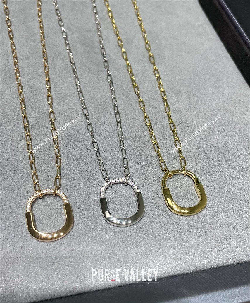 Tiffany Lock Bangle Medium Pendant Necklace with Half Strass 2025 0619 (YF-250619047)