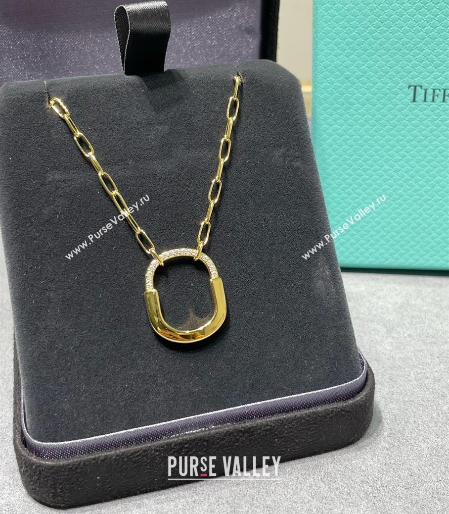 Tiffany Lock Bangle Medium Pendant Necklace with Half Strass 2025 0619 (YF-250619047)