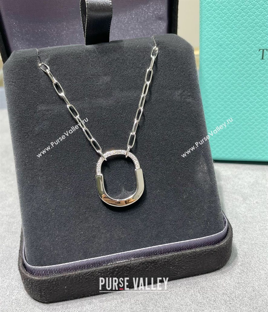 Tiffany Lock Bangle Medium Pendant Necklace with Half Strass 2025 0619 (YF-250619047)