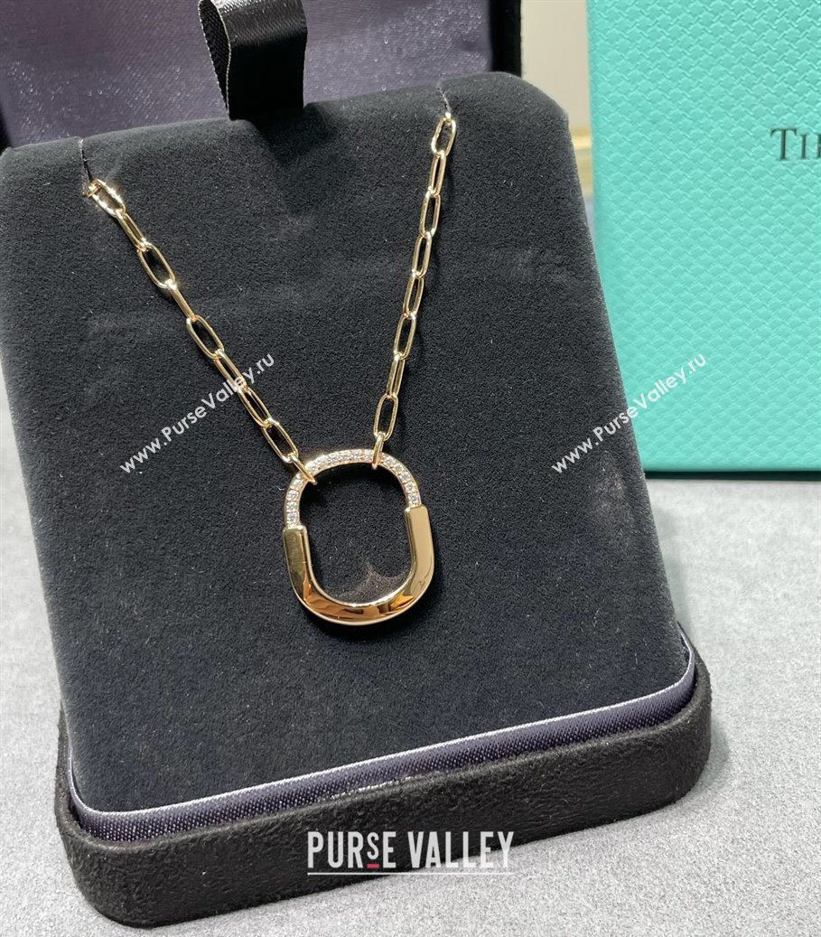 Tiffany Lock Bangle Medium Pendant Necklace with Half Strass 2025 0619 (YF-250619047)
