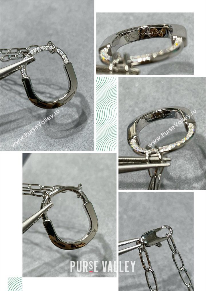 Tiffany Lock Bangle Medium Pendant Necklace with Half Strass 2025 0619 (YF-250619047)