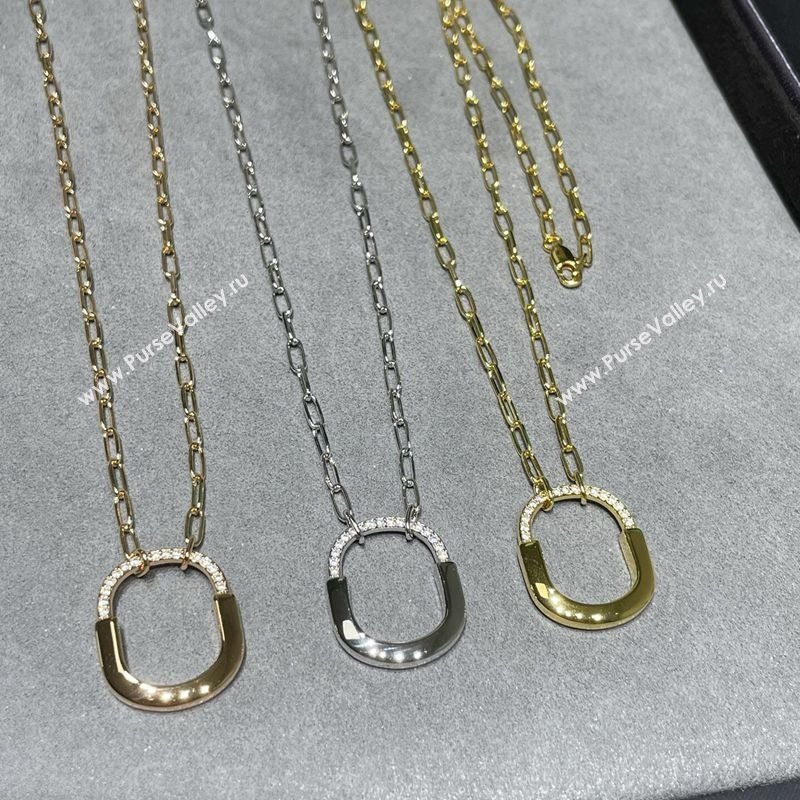 Tiffany Lock Bangle Medium Pendant Necklace with Half Strass 2025 0619 (YF-250619047)