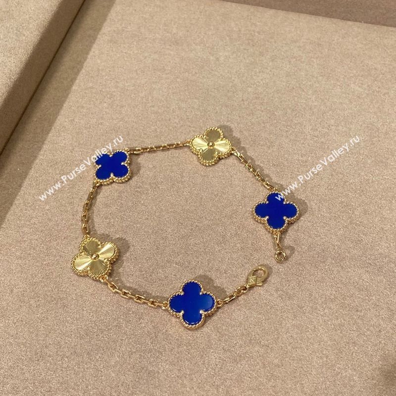 Van Cleef Arpels Alhambra Bracelet, 5 Motifs Blue/Gold 2025 0619 (YF-250619063)