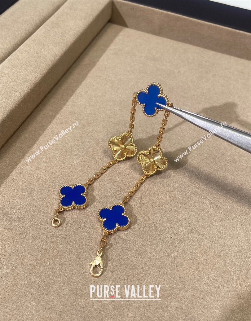 Van Cleef Arpels Alhambra Bracelet, 5 Motifs Blue/Gold 2025 0619 (YF-250619063)