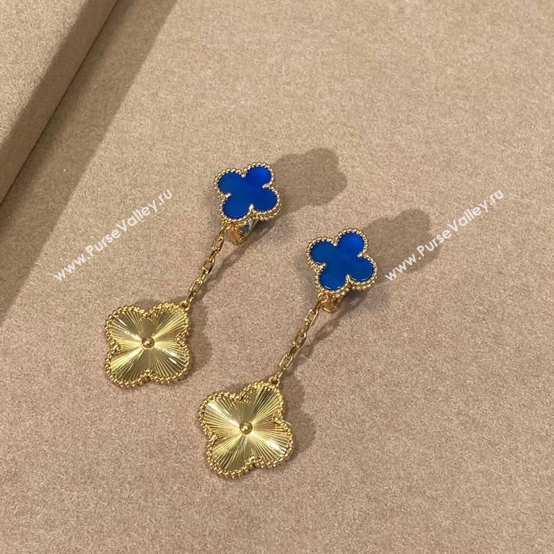 Van Cleef Arpels Alhambra Earrings, 2 Motifs Blue/Gold 2025 0619 (YF-250619064)