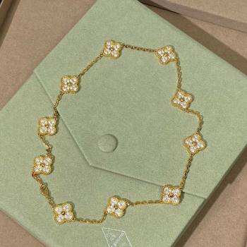 Van Cleef Arpels Alhambra Long Necklace, 10 Motifs Strass/Gold 2025 0619 (YF-250619067)