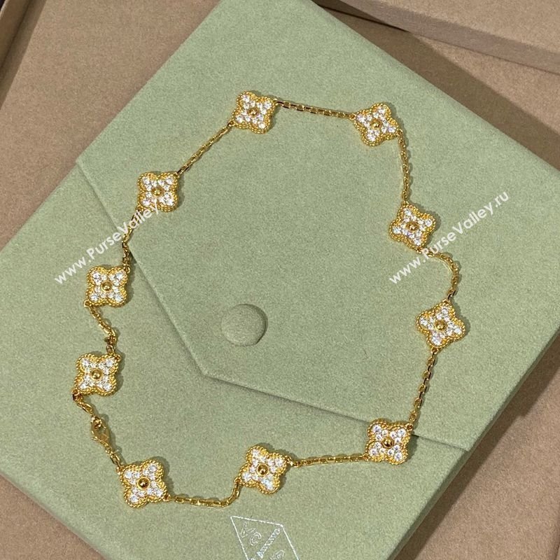 Van Cleef Arpels Alhambra Long Necklace, 10 Motifs Strass/Gold 2025 0619 (YF-250619067)