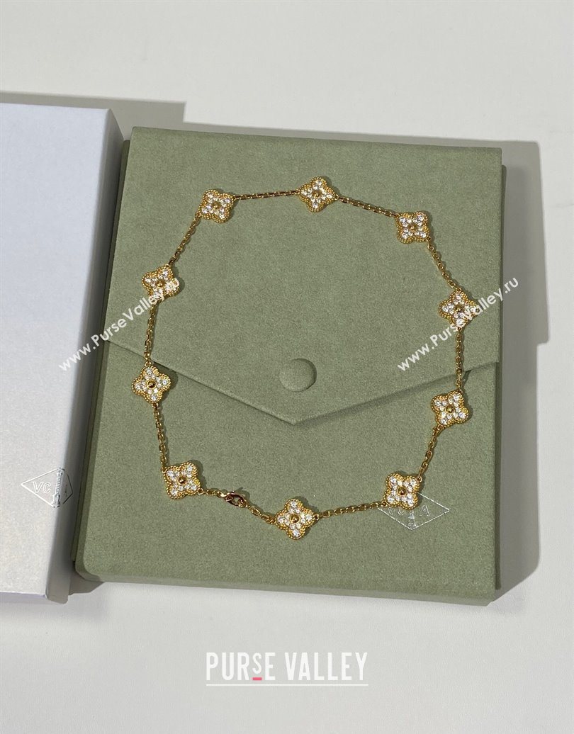 Van Cleef Arpels Alhambra Long Necklace, 10 Motifs Strass/Gold 2025 0619 (YF-250619067)