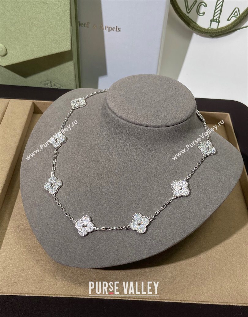 Van Cleef Arpels Alhambra Long Necklace, 10 Motifs Strass/Silver 2025 0619 (YF-250619069)