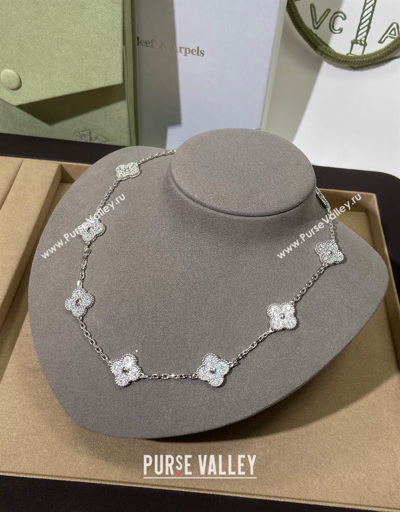 Van Cleef Arpels Alhambra Long Necklace, 10 Motifs Strass/Silver 2025 0619 (YF-250619069)