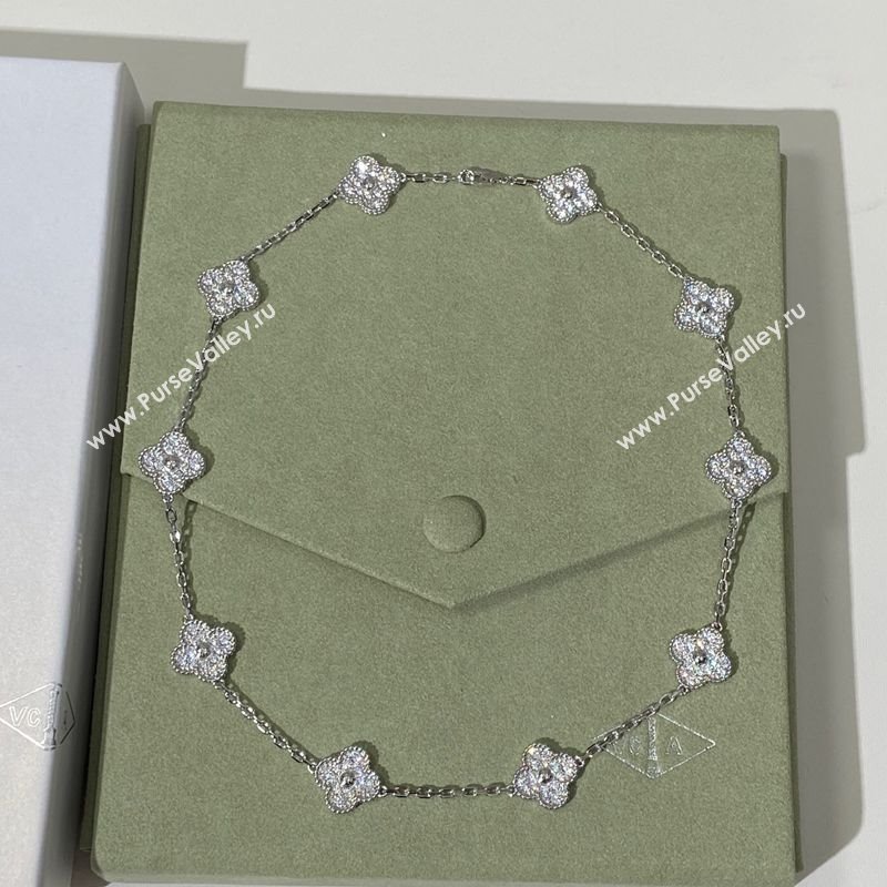Van Cleef Arpels Alhambra Long Necklace, 10 Motifs Strass/Silver 2025 0619 (YF-250619069)
